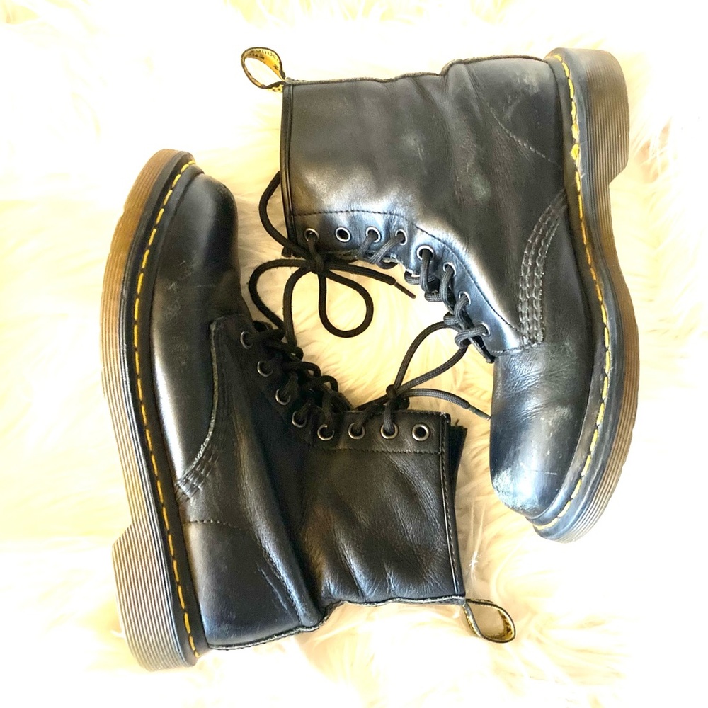 Black Leather 8 hole doc martens Boots